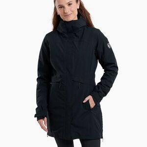 Kuhl Women's Stretch Voyagr Insulated Hooded Black long zip up Parka Size XL